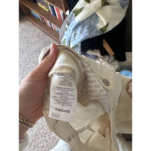 FREE PEOPLE Good Luck Printed Barrel Jeans in Watercolor Wreath NWT Size 30 - Picture 9 of 9